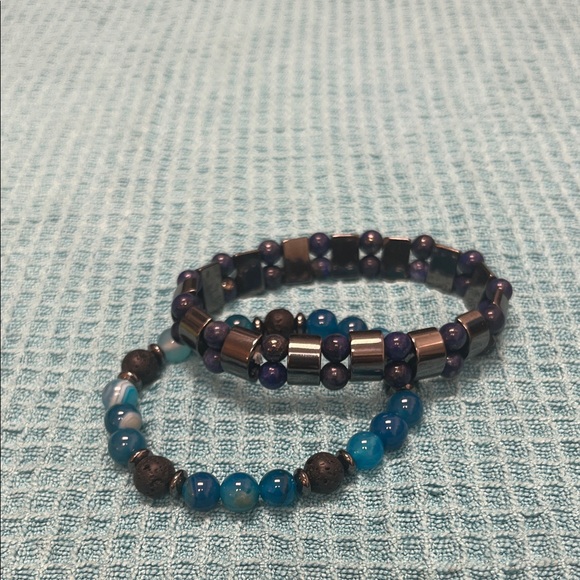 Other - Elegant Magnetic and Beaded Bracelet Set - Blue and Black